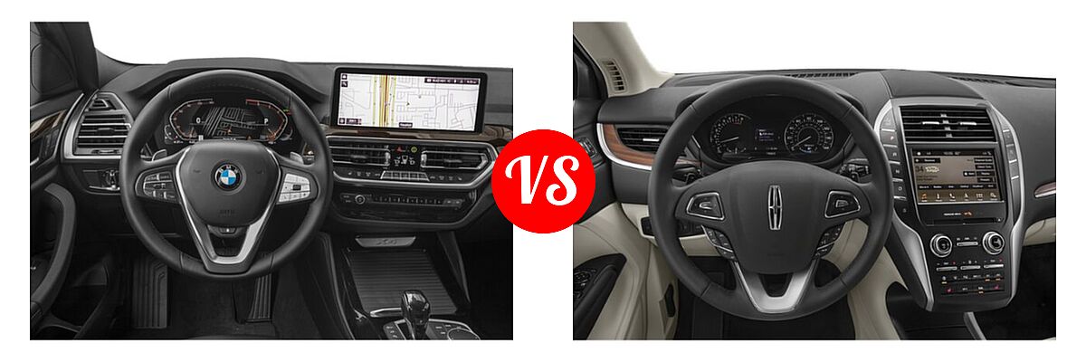 2022 BMW X4 SUV xDrive30i vs. 2019 Lincoln MKC SUV Black Label / FWD / Reserve / Select / Standard - Dashboard Comparison