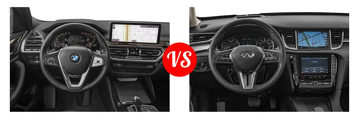 2022 BMW X4 SUV xDrive30i vs. 2019 Infiniti QX50 SUV ESSENTIAL / LUXE / PURE - Dashboard Comparison