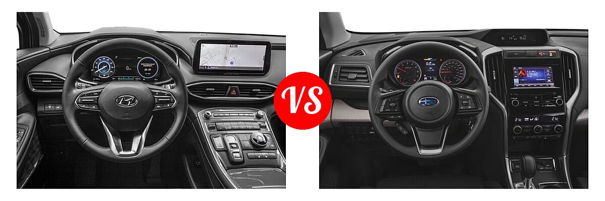 2022 Hyundai Santa Fe SUV Hybrid SEL Premium vs. 2022 Subaru Ascent SUV 8-Passenger - Dashboard Comparison