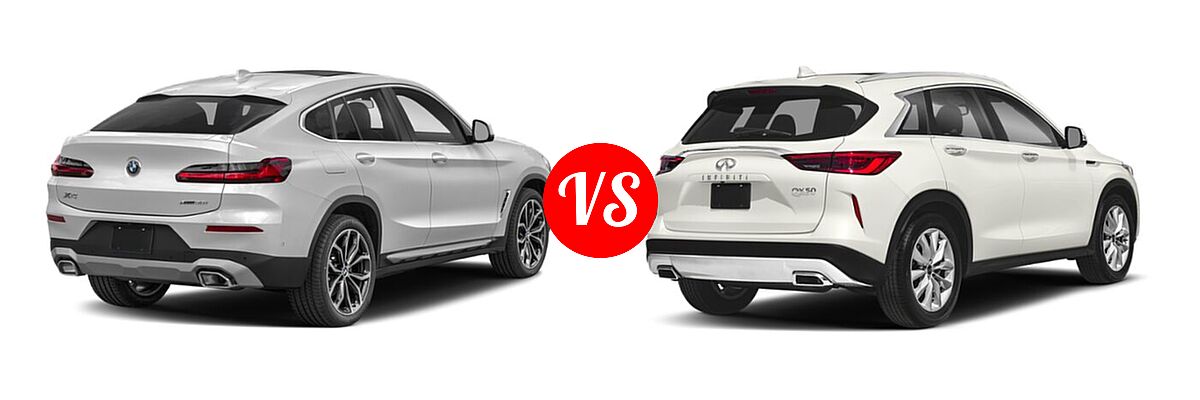 2022 BMW X4 SUV xDrive30i vs. 2019 Infiniti QX50 SUV ESSENTIAL / LUXE / PURE - Rear Right Comparison