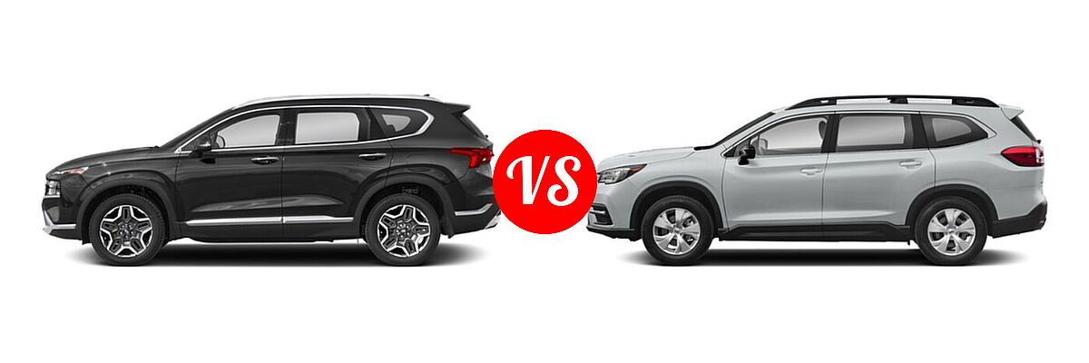 2022 Hyundai Santa Fe SUV Hybrid SEL Premium vs. 2022 Subaru Ascent SUV 8-Passenger - Side Comparison