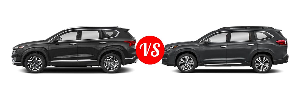 2022 Hyundai Santa Fe SUV Hybrid SEL Premium vs. 2022 Subaru Ascent SUV Touring - Side Comparison