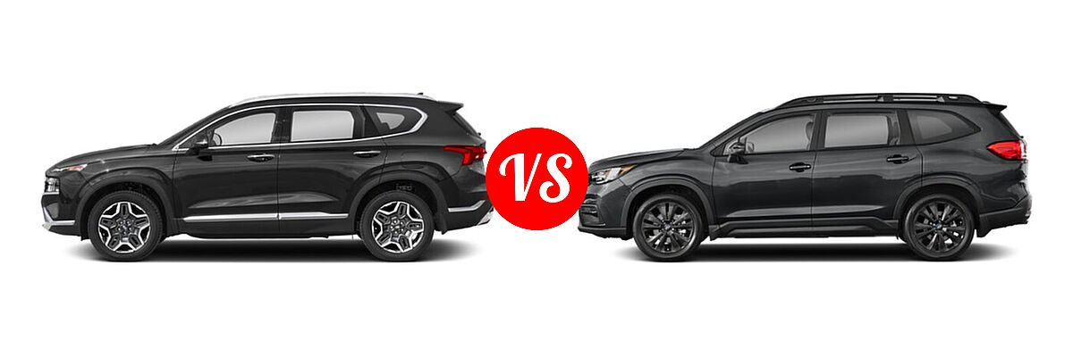 2022 Hyundai Santa Fe SUV Hybrid SEL Premium vs. 2022 Subaru Ascent SUV Onyx Edition - Side Comparison