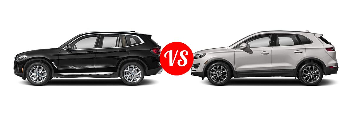 2022 BMW X3 M40i SUV M40i vs. 2019 Lincoln MKC SUV Black Label / FWD / Reserve / Select / Standard - Side Comparison