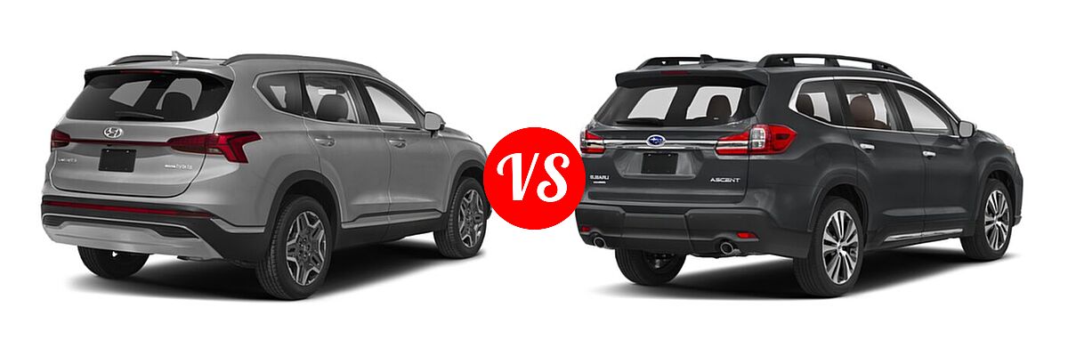 2022 Hyundai Santa Fe SUV Hybrid Limited vs. 2022 Subaru Ascent SUV Touring - Rear Right Comparison