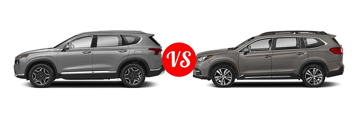 2022 Hyundai Santa Fe SUV Hybrid Limited vs. 2022 Subaru Ascent SUV Premium - Side Comparison