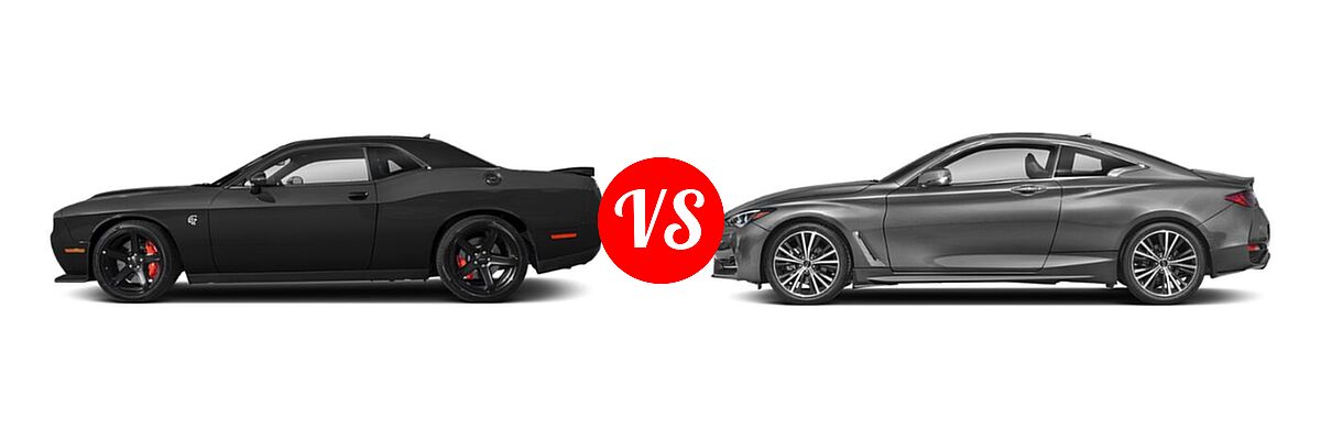 2022 Dodge Challenger Coupe R/T Scat Pack vs. 2022 Infiniti Q60 Coupe LUXE / PURE - Side Comparison