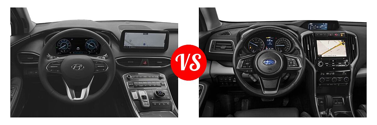 2022 Hyundai Santa Fe SUV Hybrid Limited vs. 2022 Subaru Ascent SUV Premium - Dashboard Comparison