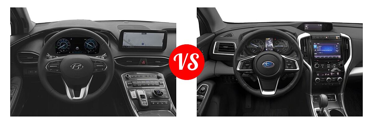 2022 Hyundai Santa Fe SUV Hybrid Limited vs. 2022 Subaru Ascent SUV Limited - Dashboard Comparison