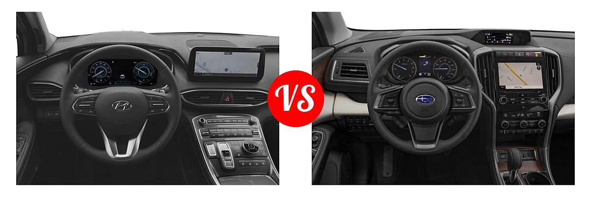 2022 Hyundai Santa Fe SUV Hybrid Limited vs. 2022 Subaru Ascent SUV Touring - Dashboard Comparison