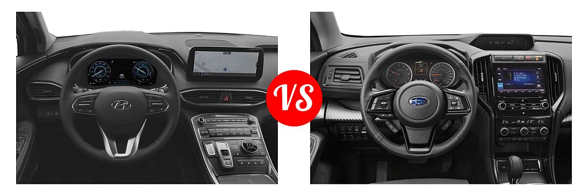 2022 Hyundai Santa Fe SUV Hybrid Limited vs. 2022 Subaru Ascent SUV Onyx Edition - Dashboard Comparison