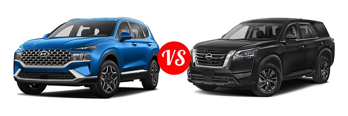 2022 Hyundai Santa Fe SUV PHEV Limited / SEL Convenience vs. 2022 Nissan Pathfinder SUV S - Front Left Comparison