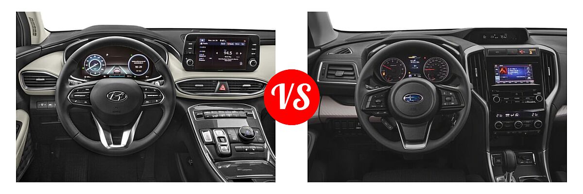 2022 Hyundai Santa Fe SUV Hybrid Blue vs. 2022 Subaru Ascent SUV 8-Passenger - Dashboard Comparison