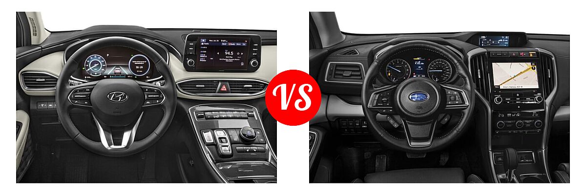 2022 Hyundai Santa Fe SUV Hybrid Blue vs. 2022 Subaru Ascent SUV Premium - Dashboard Comparison