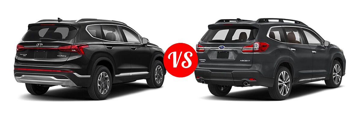 2022 Hyundai Santa Fe SUV Hybrid Blue vs. 2022 Subaru Ascent SUV Touring - Rear Right Comparison