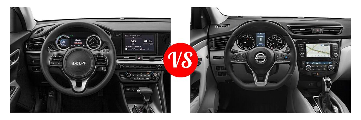 2022 Kia Niro SUV EX Premium / LX / LXS / LXS SE / Touring SE vs. 2022 Nissan Rogue Sport SUV SL - Dashboard Comparison
