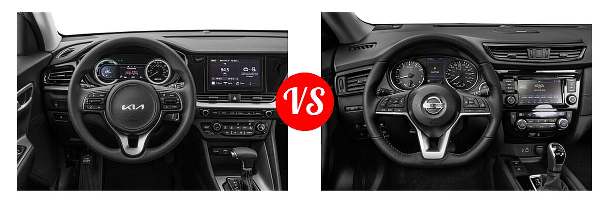 2022 Kia Niro SUV EX Premium / LX / LXS / LXS SE / Touring SE vs. 2022 Nissan Rogue Sport SUV S - Dashboard Comparison