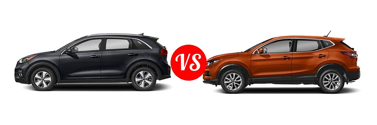 2022 Kia Niro SUV EX Premium / LX / LXS / LXS SE / Touring SE vs. 2022 Nissan Rogue Sport SUV S - Side Comparison