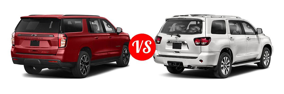 2022 Chevrolet Suburban SUV RST vs. 2022 Toyota Sequoia SUV Limited - Rear Right Comparison