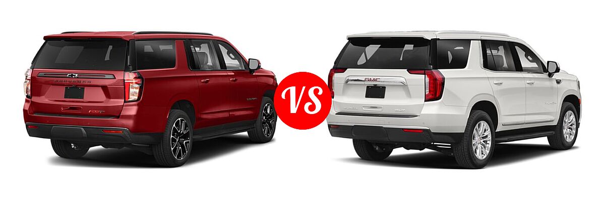 2022 Chevrolet Suburban SUV RST vs. 2022 GMC Yukon SUV AT4 / Denali / SLE / SLT - Rear Right Comparison
