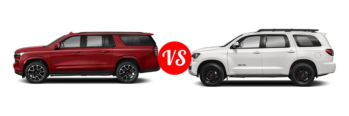 2022 Chevrolet Suburban SUV RST vs. 2022 Toyota Sequoia SUV TRD Pro - Side Comparison