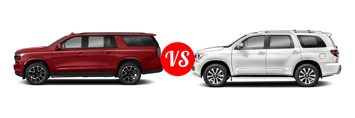 2022 Chevrolet Suburban SUV RST vs. 2022 Toyota Sequoia SUV Limited - Side Comparison