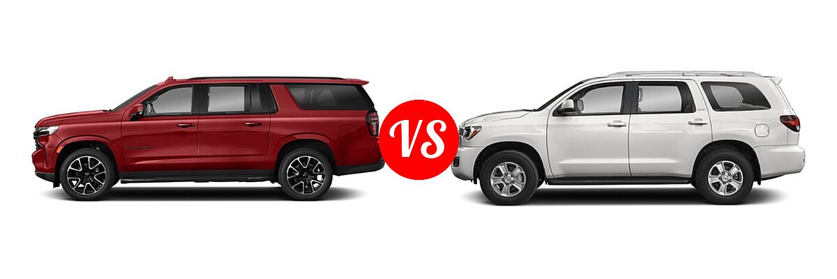 2022 Chevrolet Suburban SUV RST vs. 2022 Toyota Sequoia SUV SR5 - Side Comparison