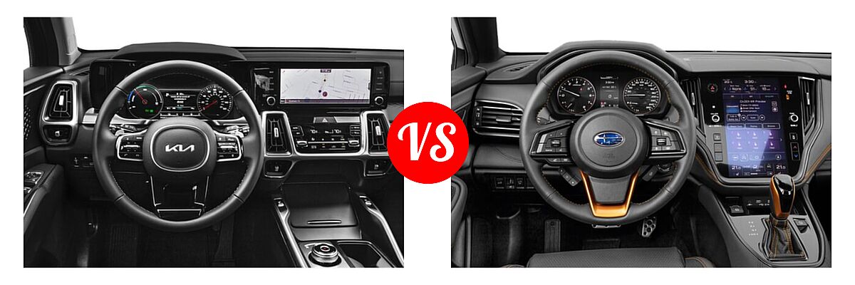 2022 Kia Sorento SUV Hybrid EX vs. 2022 Subaru Outback SUV Wilderness - Dashboard Comparison
