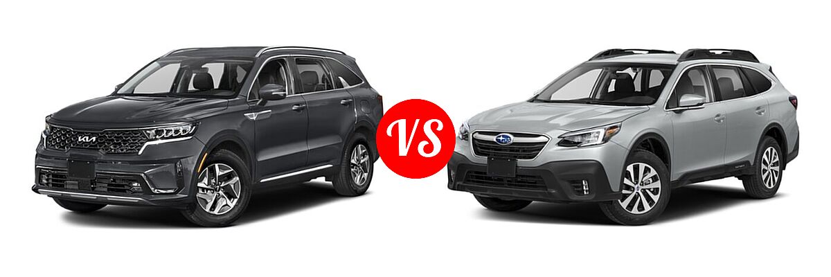 2022 Kia Sorento SUV Hybrid EX vs. 2022 Subaru Outback SUV Premium - Front Left Comparison
