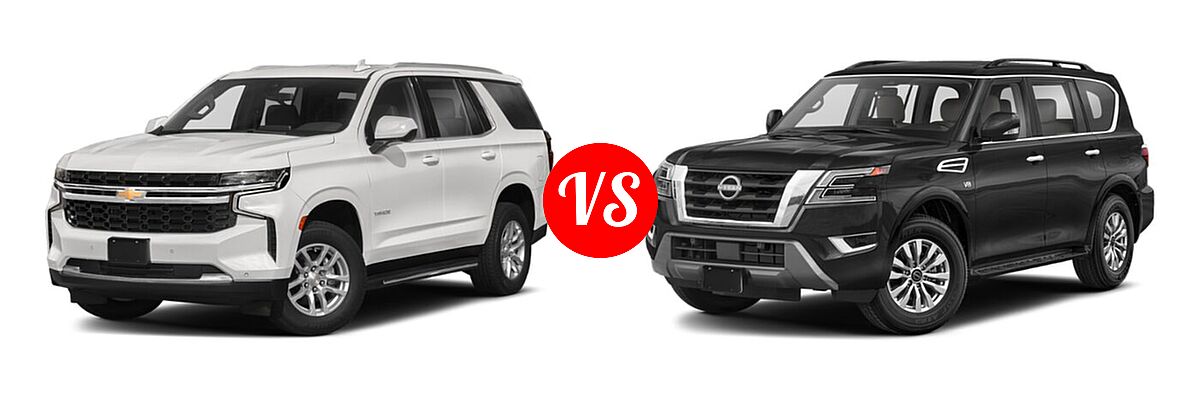 2022 Chevrolet Tahoe SUV LS vs. 2022 Nissan Armada SUV Platinum / S / SV - Front Left Comparison