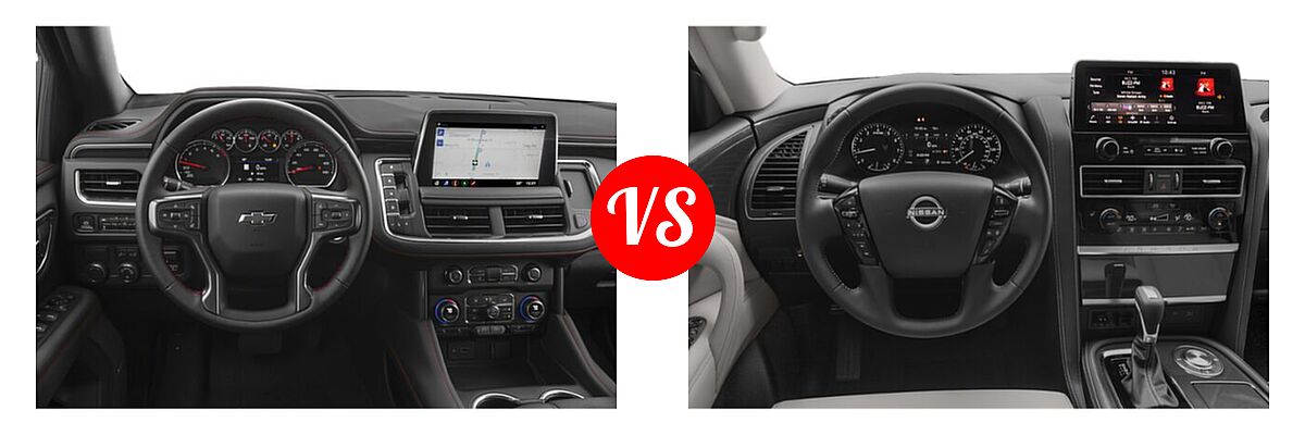 2022 Chevrolet Tahoe SUV RST vs. 2022 Nissan Armada SUV Platinum / S / SV - Dashboard Comparison