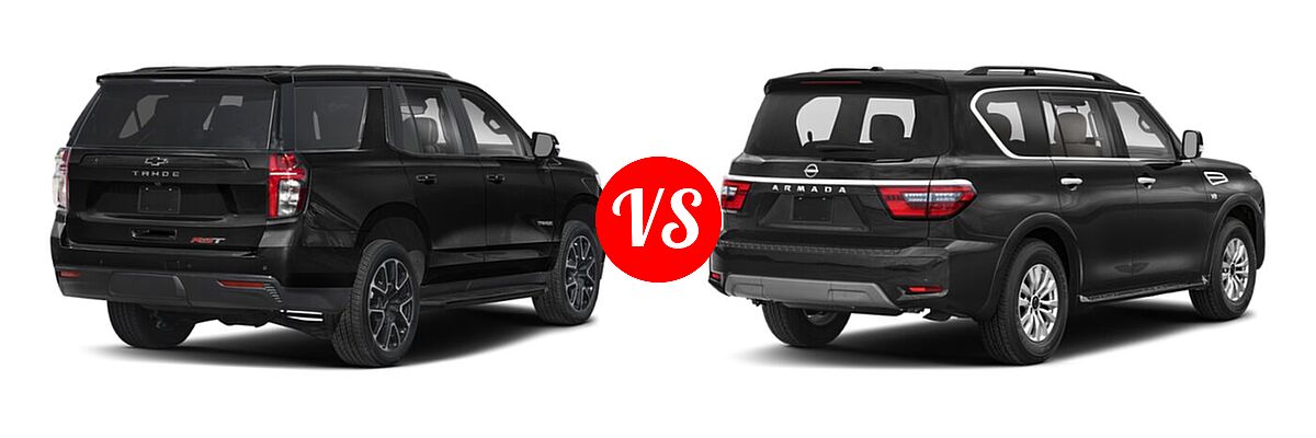 2022 Chevrolet Tahoe SUV RST vs. 2022 Nissan Armada SUV Platinum / S / SV - Rear Right Comparison