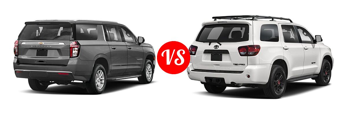 2022 Chevrolet Suburban SUV LS vs. 2022 Toyota Sequoia SUV TRD Pro - Rear Right Comparison