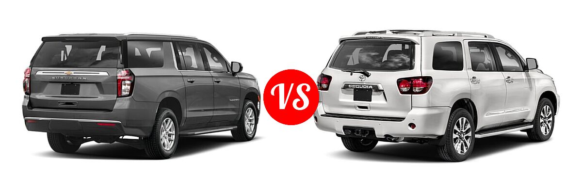 2022 Chevrolet Suburban SUV LS vs. 2022 Toyota Sequoia SUV Limited - Rear Right Comparison