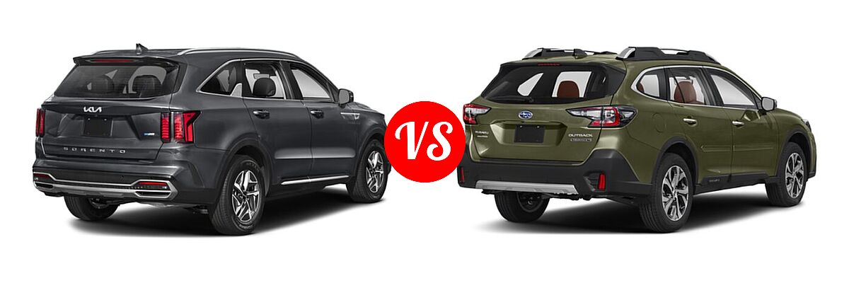 2022 Kia Sorento SUV Hybrid EX vs. 2022 Subaru Outback SUV Touring XT - Rear Right Comparison