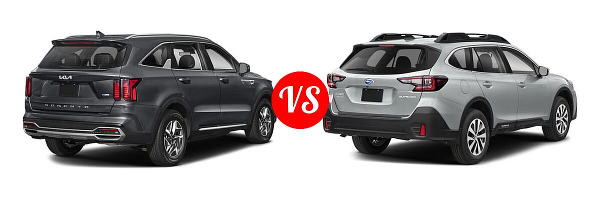 2022 Kia Sorento SUV Hybrid EX vs. 2022 Subaru Outback SUV Premium - Rear Right Comparison