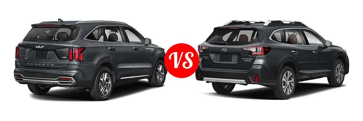 2022 Kia Sorento SUV Hybrid EX vs. 2022 Subaru Outback SUV Touring - Rear Right Comparison