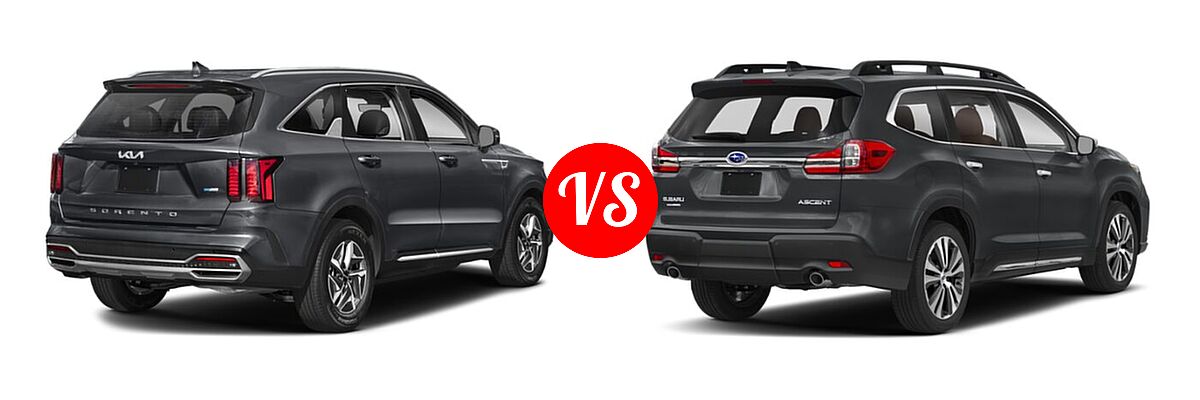 2022 Kia Sorento SUV Hybrid EX vs. 2022 Subaru Ascent SUV Touring - Rear Right Comparison