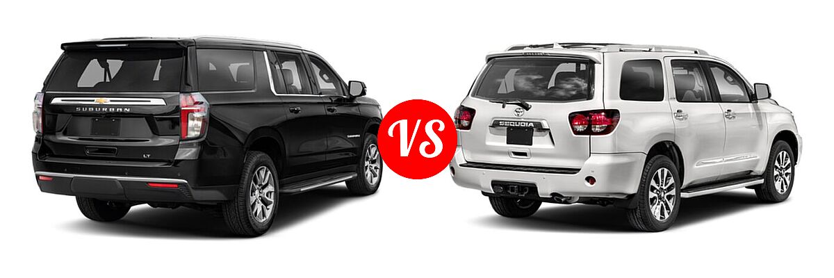 2022 Chevrolet Suburban SUV LT vs. 2022 Toyota Sequoia SUV Limited - Rear Right Comparison
