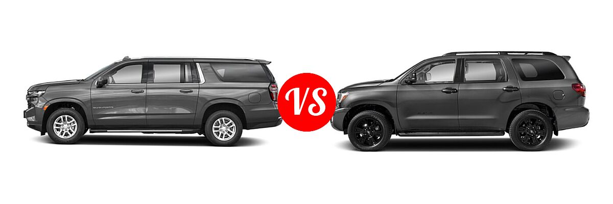 2022 Chevrolet Suburban SUV LS vs. 2022 Toyota Sequoia SUV TRD Sport - Side Comparison