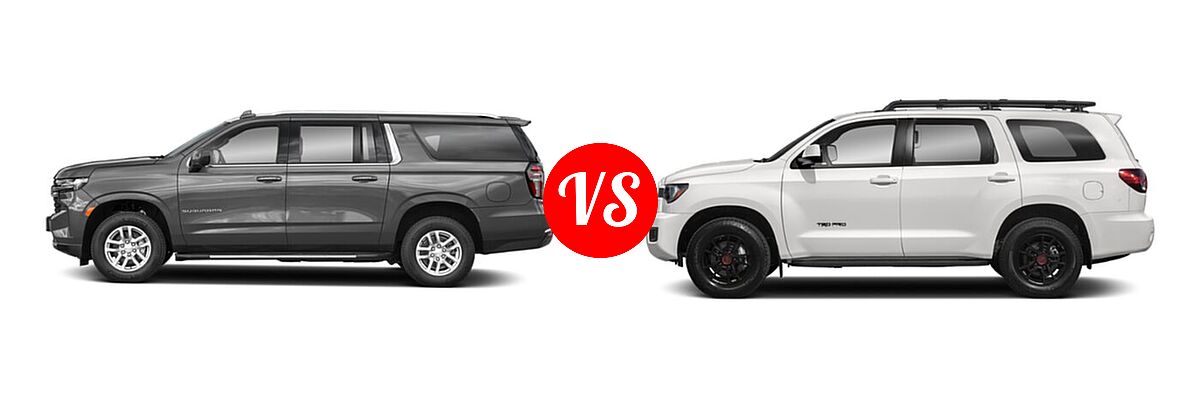 2022 Chevrolet Suburban SUV LS vs. 2022 Toyota Sequoia SUV TRD Pro - Side Comparison