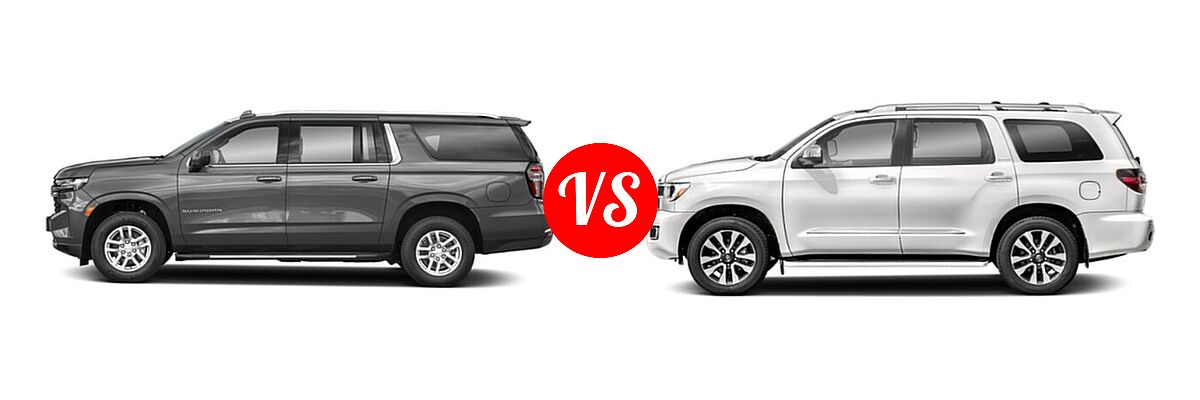 2022 Chevrolet Suburban SUV LS vs. 2022 Toyota Sequoia SUV Limited - Side Comparison