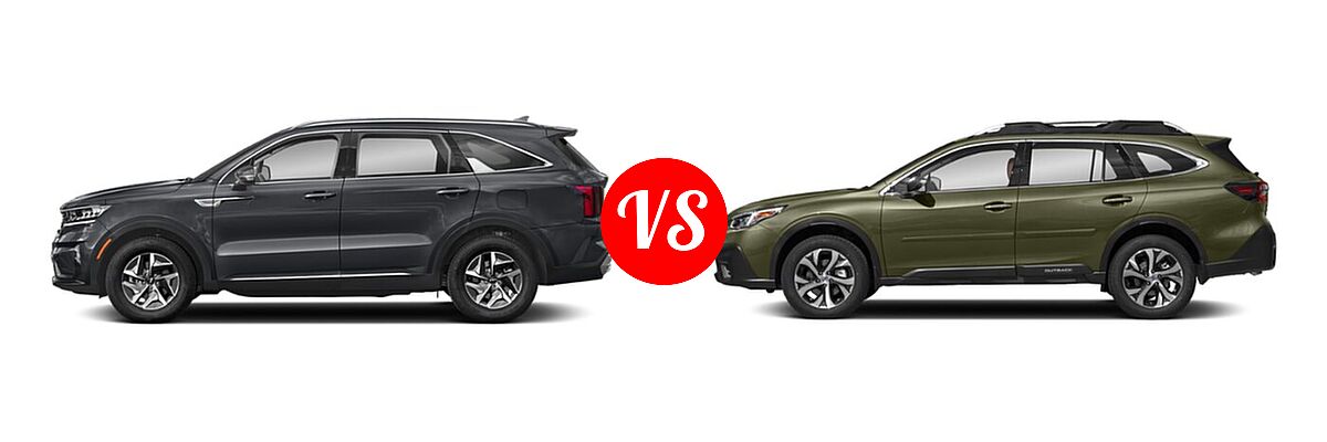2022 Kia Sorento SUV Hybrid EX vs. 2022 Subaru Outback SUV Touring XT - Side Comparison