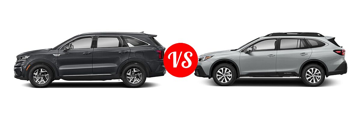 2022 Kia Sorento SUV Hybrid EX vs. 2022 Subaru Outback SUV CVT - Side Comparison