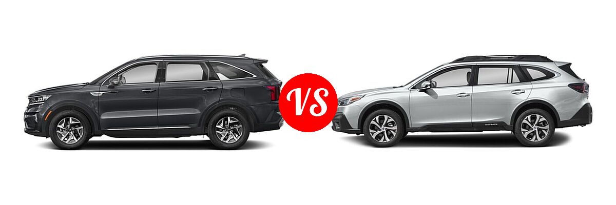 2022 Kia Sorento SUV Hybrid EX vs. 2022 Subaru Outback SUV Limited - Side Comparison
