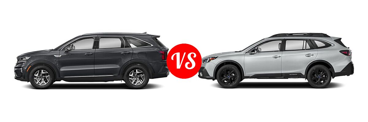 2022 Kia Sorento SUV Hybrid EX vs. 2022 Subaru Outback SUV Onyx Edition XT - Side Comparison