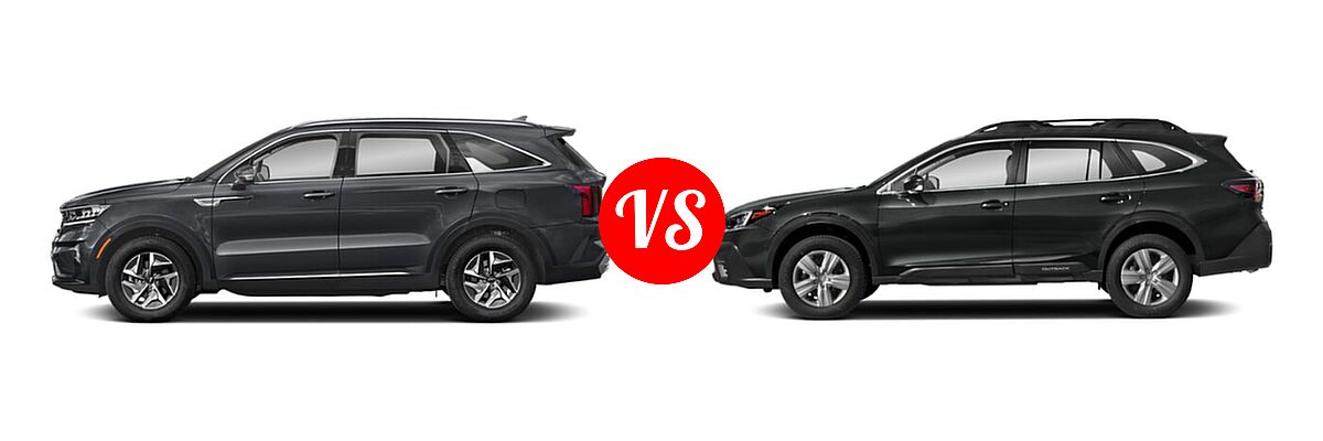 2022 Kia Sorento SUV Hybrid EX vs. 2022 Subaru Outback SUV Limited XT - Side Comparison