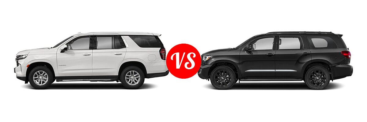 2022 Chevrolet Tahoe SUV LS vs. 2022 Toyota Sequoia SUV Nightshade - Side Comparison