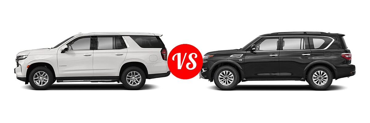 2022 Chevrolet Tahoe SUV LS vs. 2022 Nissan Armada SUV Platinum / S / SV - Side Comparison