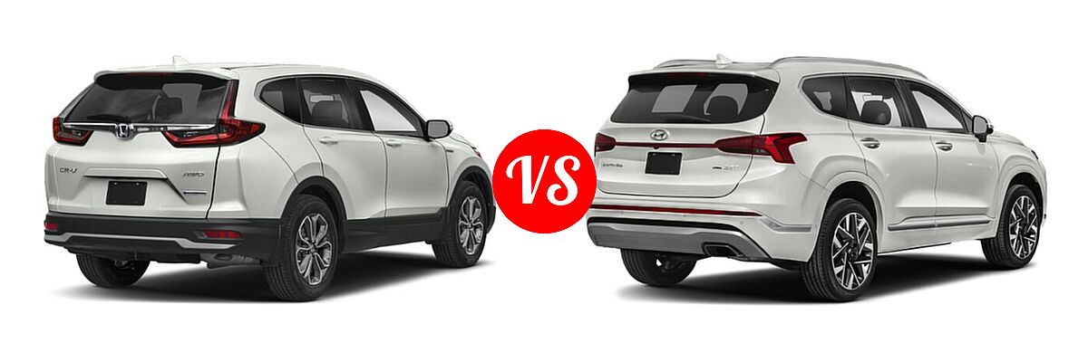 2022 Honda CR-V SUV Hybrid EX-L vs. 2022 Hyundai Santa Fe SUV Calligraphy - Rear Right Comparison
